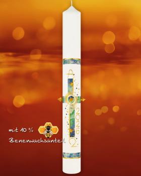 Osterkerze 600 x 70 mm "Creatio" blau, grün marmoriert